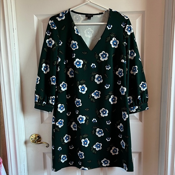 Ann Taylor Factory Dresses & Skirts - Women's Dark Green V-Neck Floral Dress